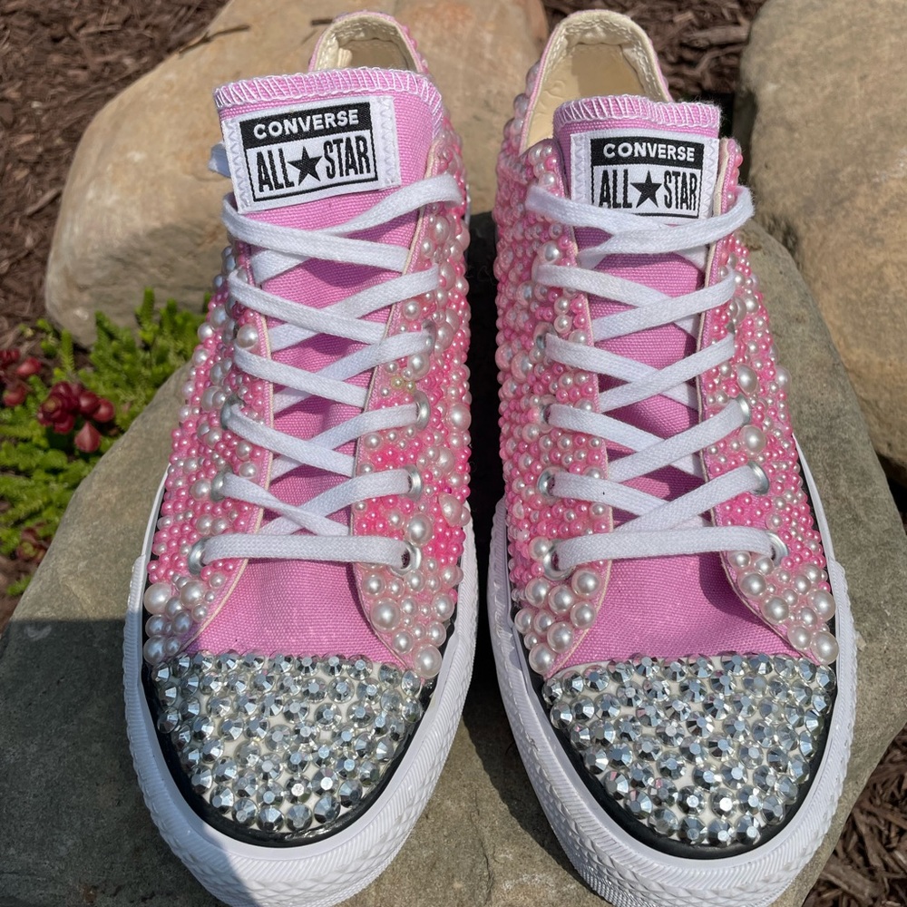 Custom Pink Platform Low Converse